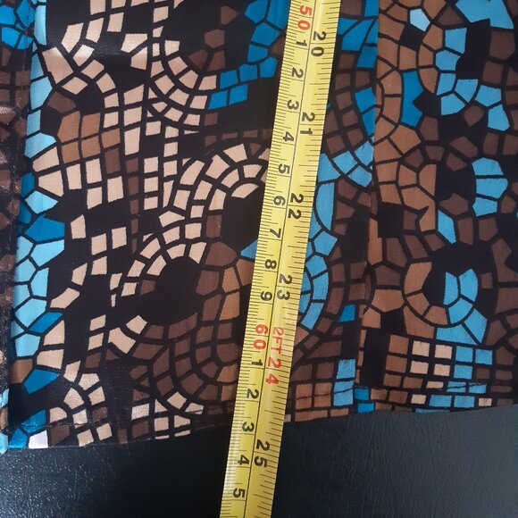 Laura Studio SZ18 Satin Finish Geometric Button Up Women's Shirt, Blues & Browns - Picture 15 of 15